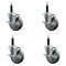 Service Caster 4'' SS Gray Poly Swivel 3/4'' Expanding Stem Caster Set with Brake, 4PK SCC-SSEX20S414-PPUB-TLB-34-4 - alternate 1